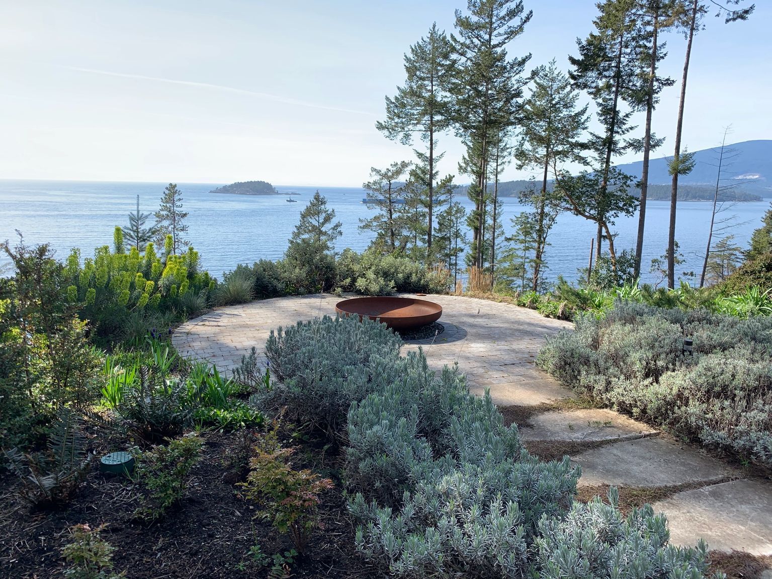 Waterfront residential garden overlooking Howe Sound